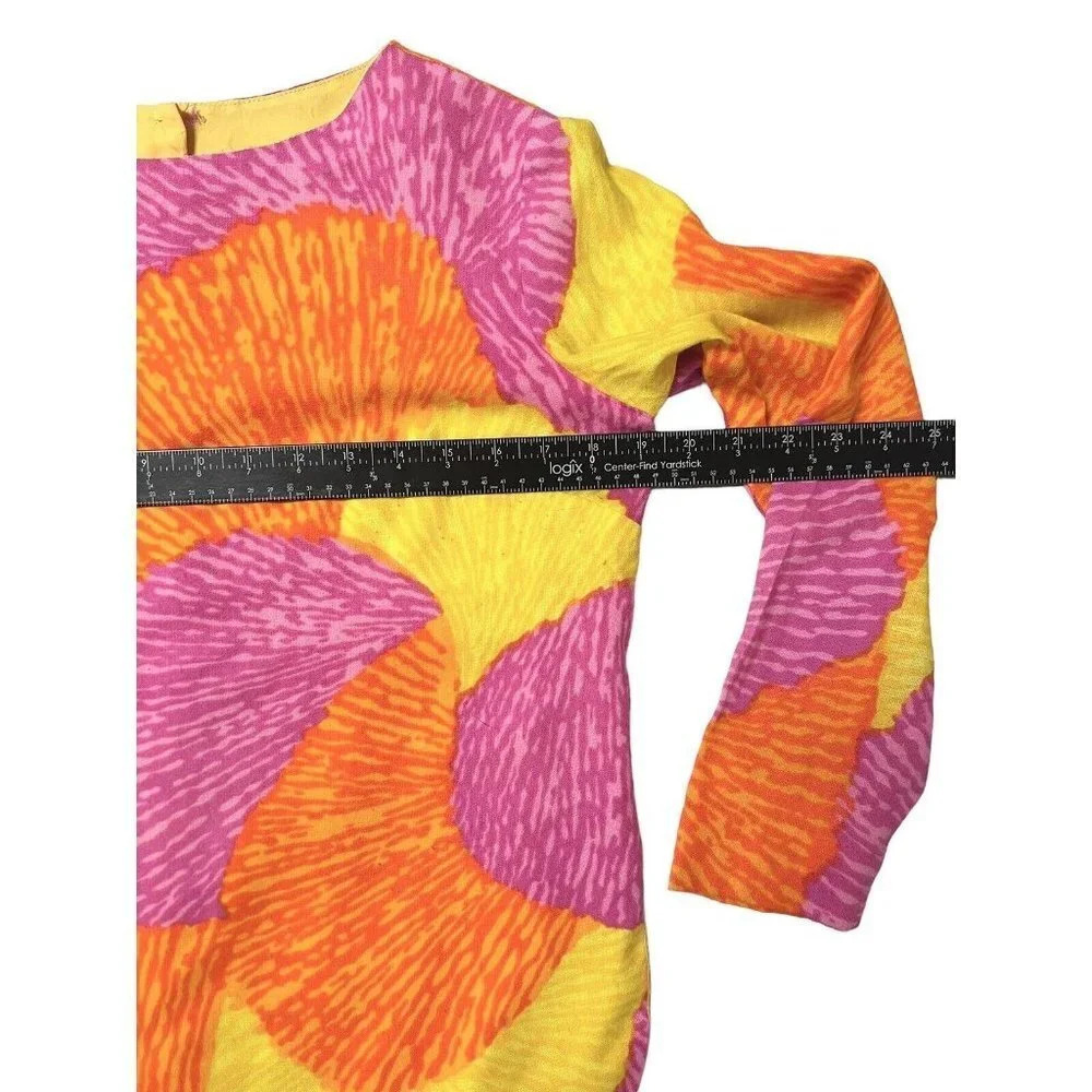 Vintage Joy Stevens Top Blouse 1960s Groovy Gogo Mod Flower Power Button Back - Picture 13 of 15